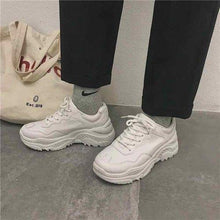 Load image into Gallery viewer, White Women Mid Top Chunky Sneaker With Lace
